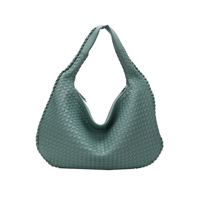 image-Women's Woven Shoulder Bag - PU Leather Medium