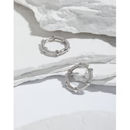 image-Sterling Silver Minimalist Hexagonal Earrings - 925 S925 Jewelry for Women
