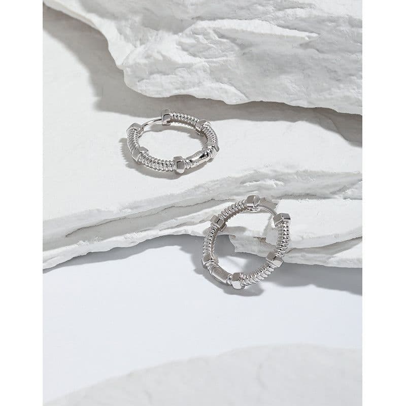 image-Sterling Silver Minimalist Hexagonal Earrings - 925 S925 Jewelry for Women
