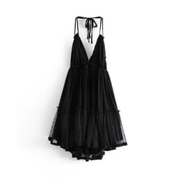 image-Foreign Trade 2022 Summer New European and American V-neck Waist Slim Hem Mesh Stitching Backless Suspender Dress Women