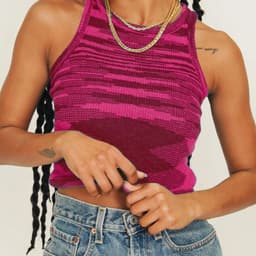 image-Women's Wool Knit Tank Top - Rose Red XL Slim