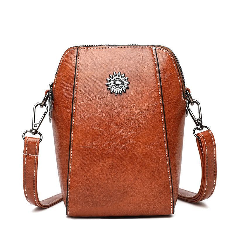 image-2023 New Autumn Trendy Soft Leather Mobile Phone Bag Women's Crossbody Mini Small Bag Fashion Vertical Style Small Mobile Phone Bag