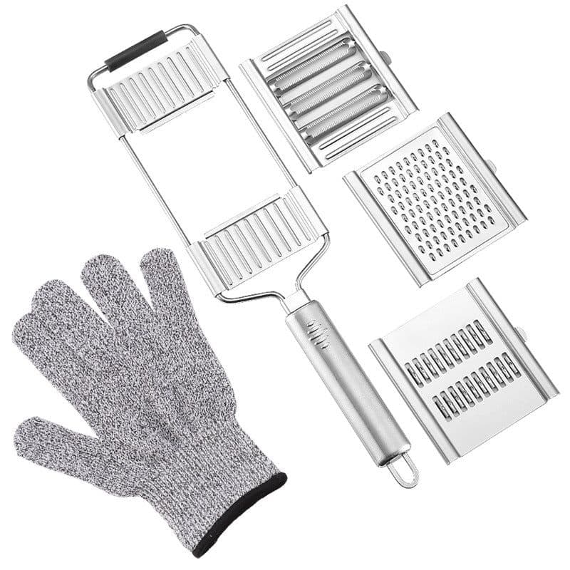 image-A large number of stock cross-border grater Stainless steel grater Three blades interchangeable multi-function vegetable cutter