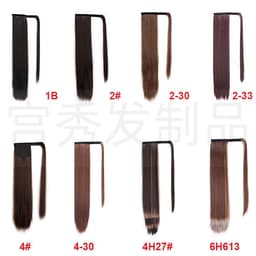 image-European and American wig ponytail straight hair extension Velcro chemical fiber ponytail female wig ponytail hair