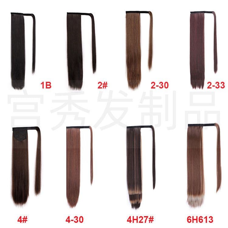 image-European and American wig ponytail straight hair extension Velcro chemical fiber ponytail female wig ponytail hair