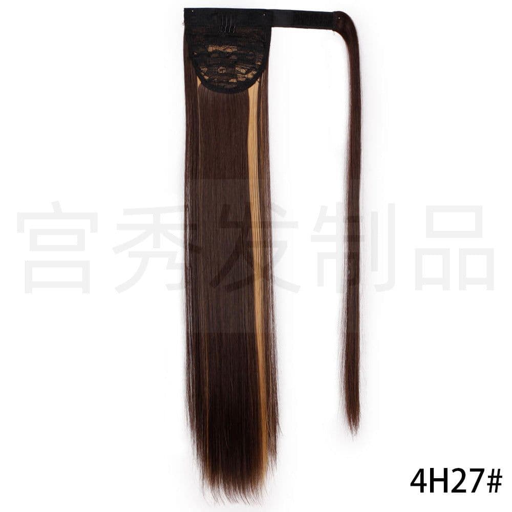 image-European and American wig ponytail straight hair extension Velcro chemical fiber ponytail female wig ponytail hair
