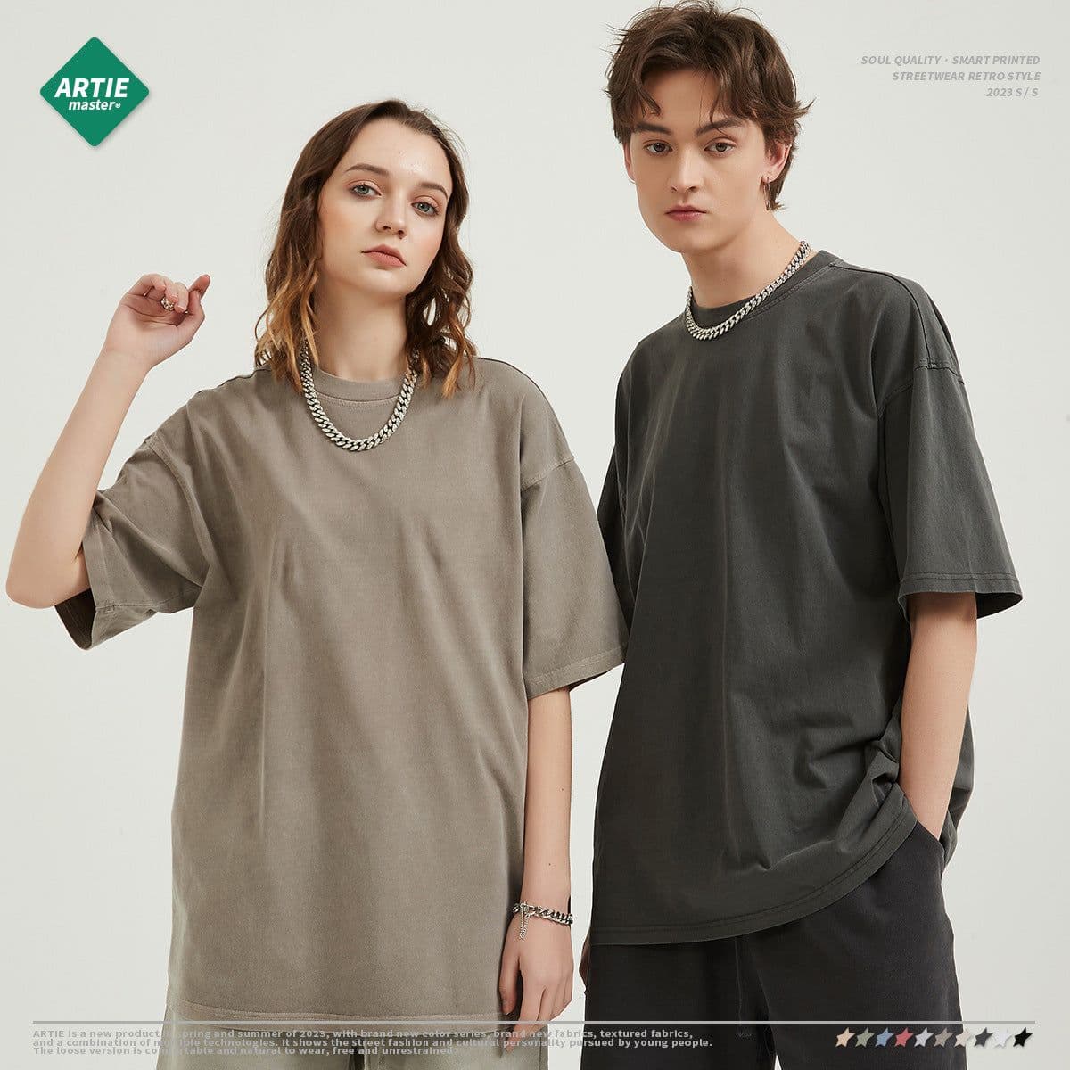 image-Artie Men's T-Shirt 250G Washed Gray Green XXL