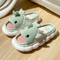 image-Xiaosha Thick-Soled Cotton Linen Slippers - Grey Size 44-45