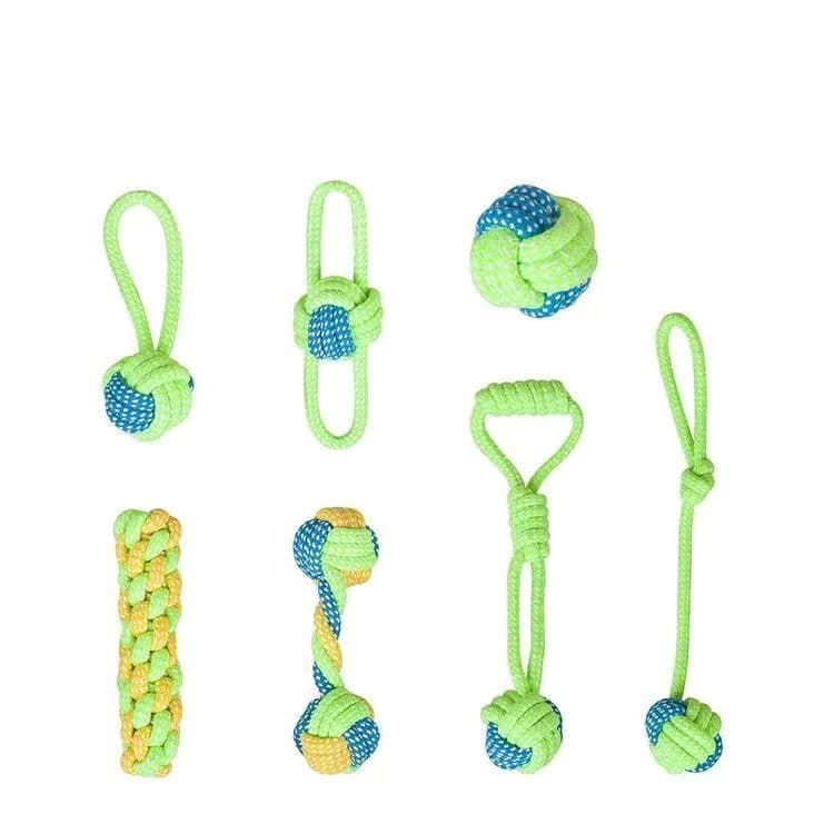 image-Cotton Rope Dog Toy Set - Teeth Cleaning Knot Toys