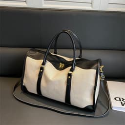 image-Canvas Messenger Bag Women - Brown Travel Handbag