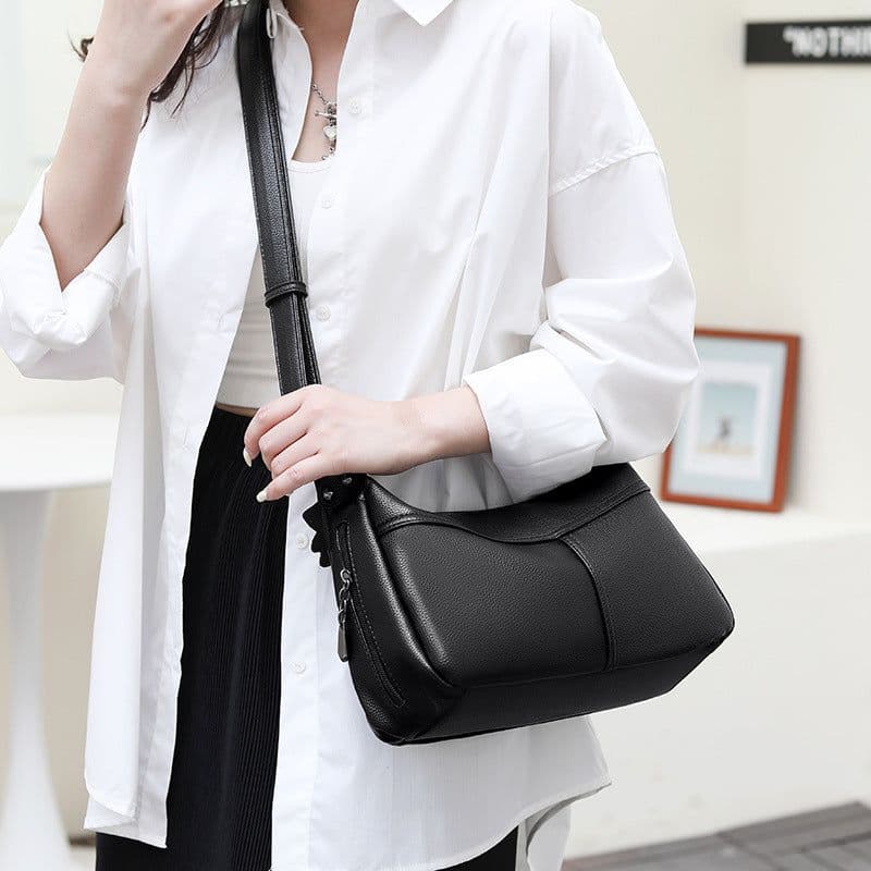 image-Beauty Bird Shoulder Bag - Black PU Dumpling Style