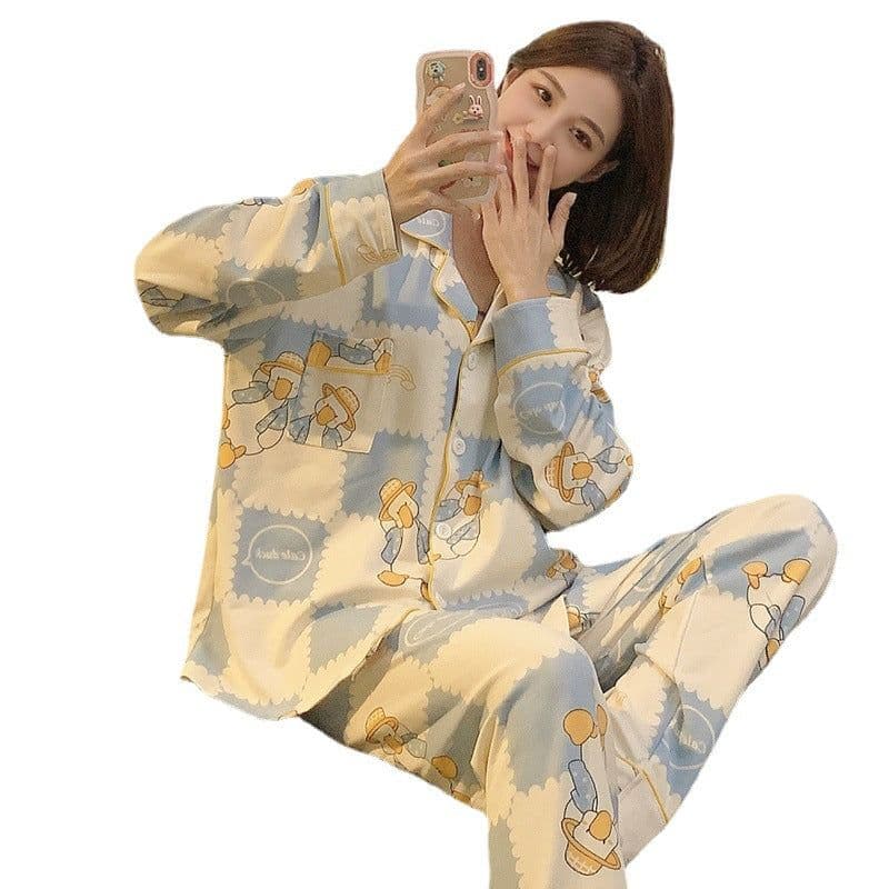 image-Women's Pajama Cardigan - Long Sleeve Milk Silk