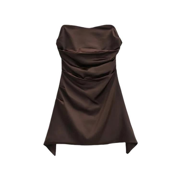 image-Black Strapless Tube Top Dress Short Skirt L