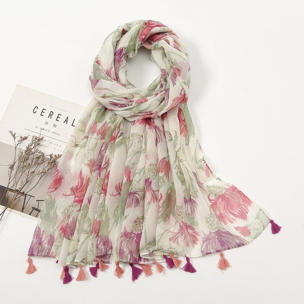 image-Japanese/Korean Butterfly Print Sun Protection Scarf, Beach Towel, 180x90cm