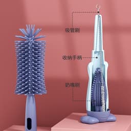 image-Silicone Bottle Brush Set - Baby Pacifier & Straw Cleaning Rotating Brush