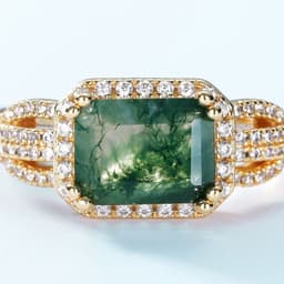 image-Amazon wish cross-border new product S925 silver green moss stone ring water grass agate ring light luxury fashion Europe and the United States