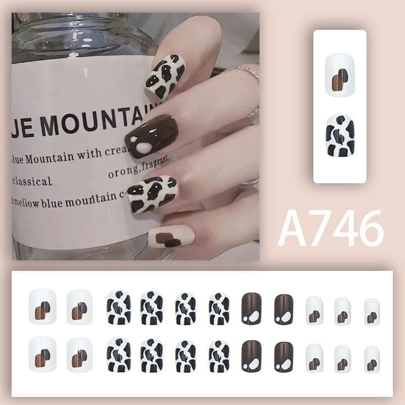 image-Fresh French flowers, cute ins wind, ice and transparent stars, long style, short style, white, high-end manicure and wearable nails