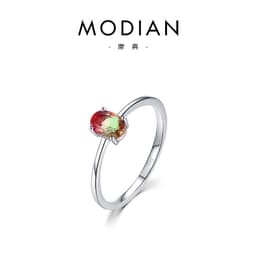 image-Simple s925 sterling silver egg-shaped imitation Paraiba tourmaline ring female European and American INS popular fine ring cross-border jewelry