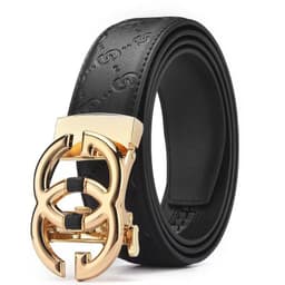 image-Men's Leather Belt - Automatic Buckle Gun Color