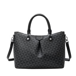 image-Women's Retro Printing Tote Bag - Windmill Black PU