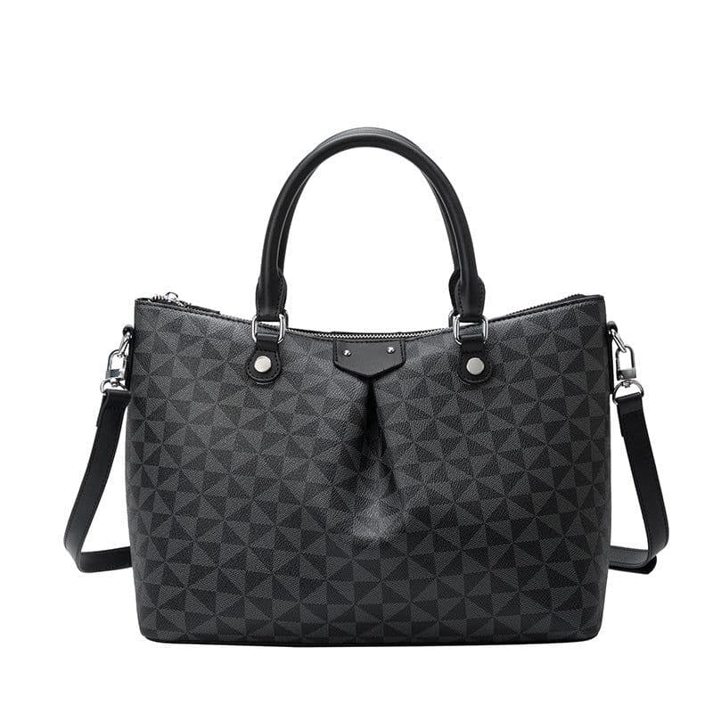 image-Women's Retro Printing Tote Bag - Windmill Black PU
