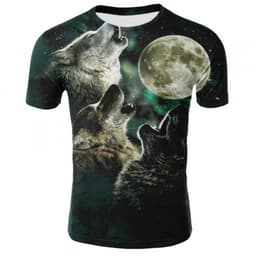 image-Wolf 3D Print T-Shirt - Black Short Sleeve