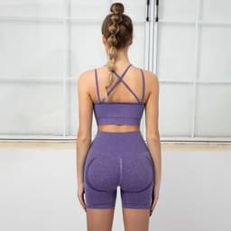 image-Issercafe Yoga Set - Sports Bra Shorts Medium Gray L