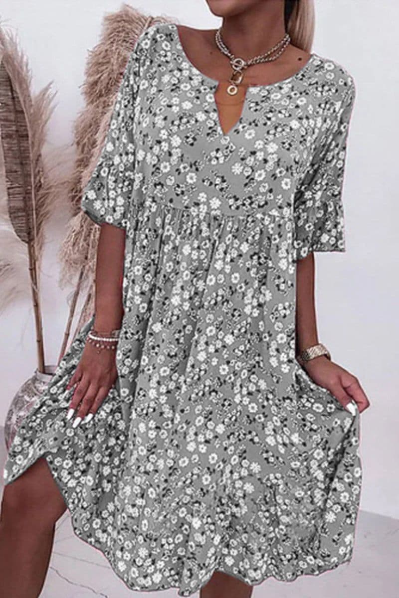 image-Cross-border 2023 summer Amazon new European and American fashion flower print V-neck dress