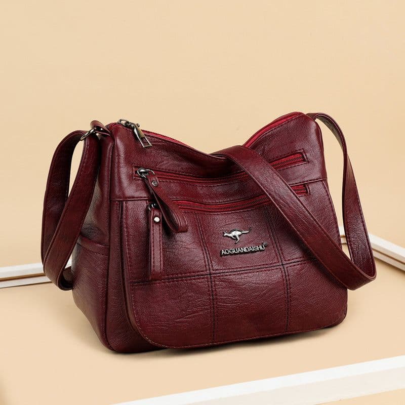 image-PU Shoulder Bag - Purple Small Square Soft Mother Bag