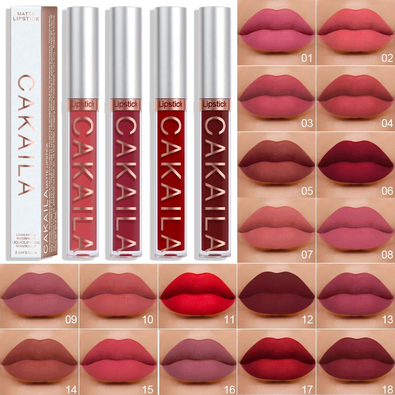 image-CAKAILA 18-Color Waterproof Lip Gloss