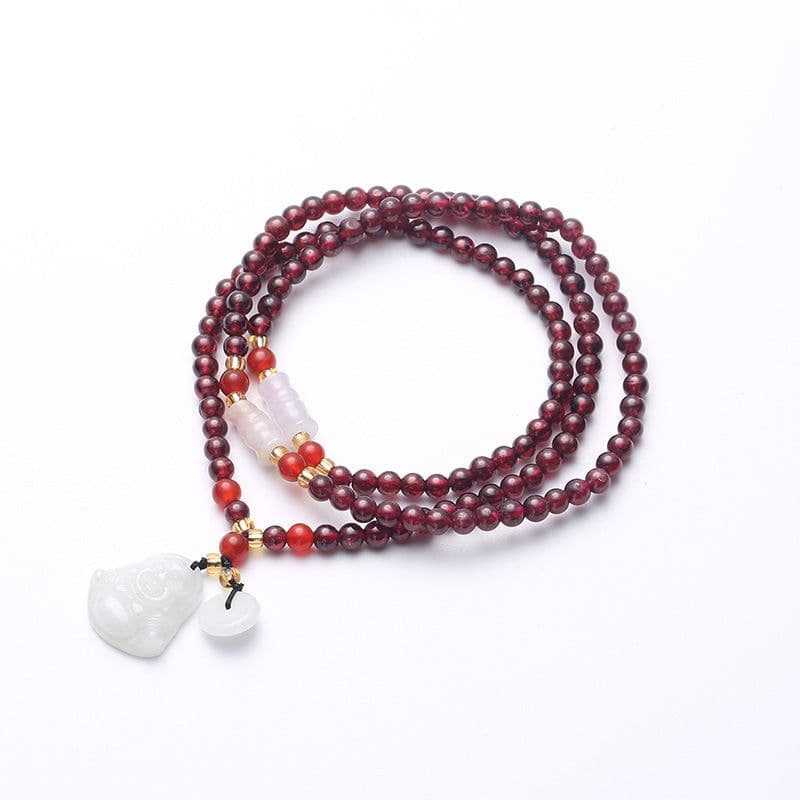 image-Natural Garnet Bracelet Bracelet Multi-circle 5mm Natural Chalcedony Accessories Factory Wholesale Hot Sale