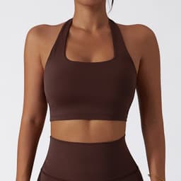 image-Back Halter Sports Bra - Quick-Dry Yoga Black
