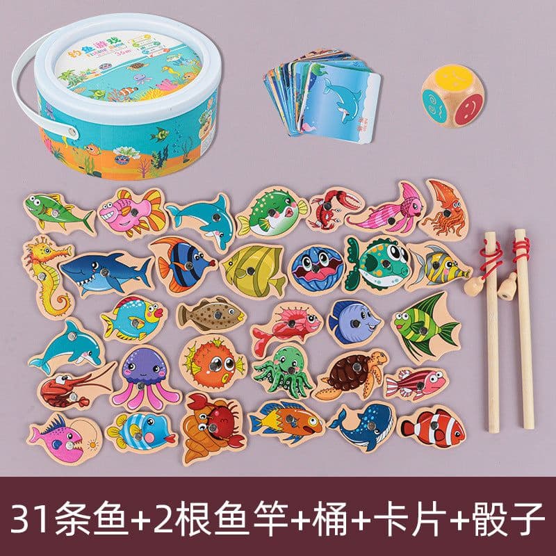image-Wooden Educational Magnetic Fishing Toy for Toddlers Ages 2-3 Years