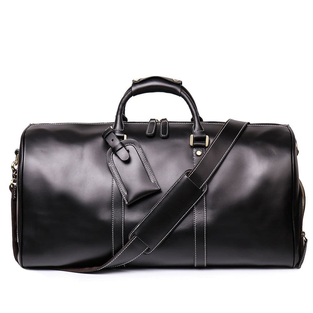 image-Men's Crazy Horse Leather Messenger Bag Cross Border Travel Satchel Dark Brown