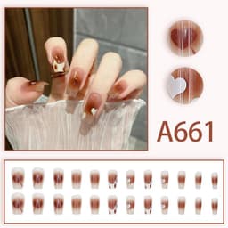 image-Autumn and winter gentle and pure desire simple style wearable manicure patches short, medium and long style white removable fake nail patches