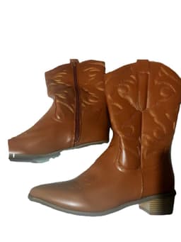 image-Hosawa Martin Boots Gold Chunky Heel Pointy Toe
