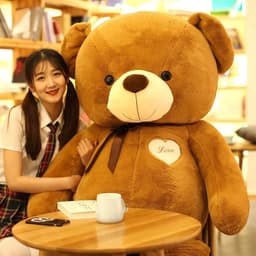 image-Oversized Plush Teddy Bear - Chocolate Ribbon 60cm