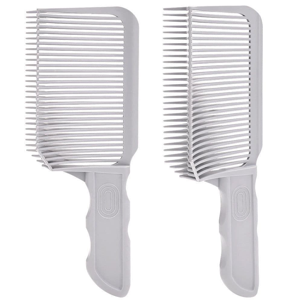 image-Men's Grey Clipper Comb, Curved V-Shaped Hair Comb, 15-20CM Plastic