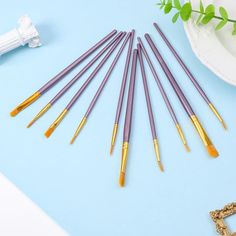 image-Boyixuan 10-Piece Brush Set - Oil Painting Acrylic Gouache