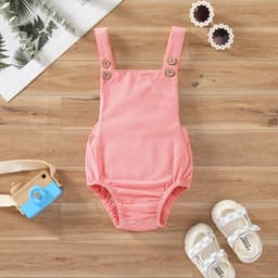 image-Bamboo Fiber Romper - Pink Sleeveless 100cm