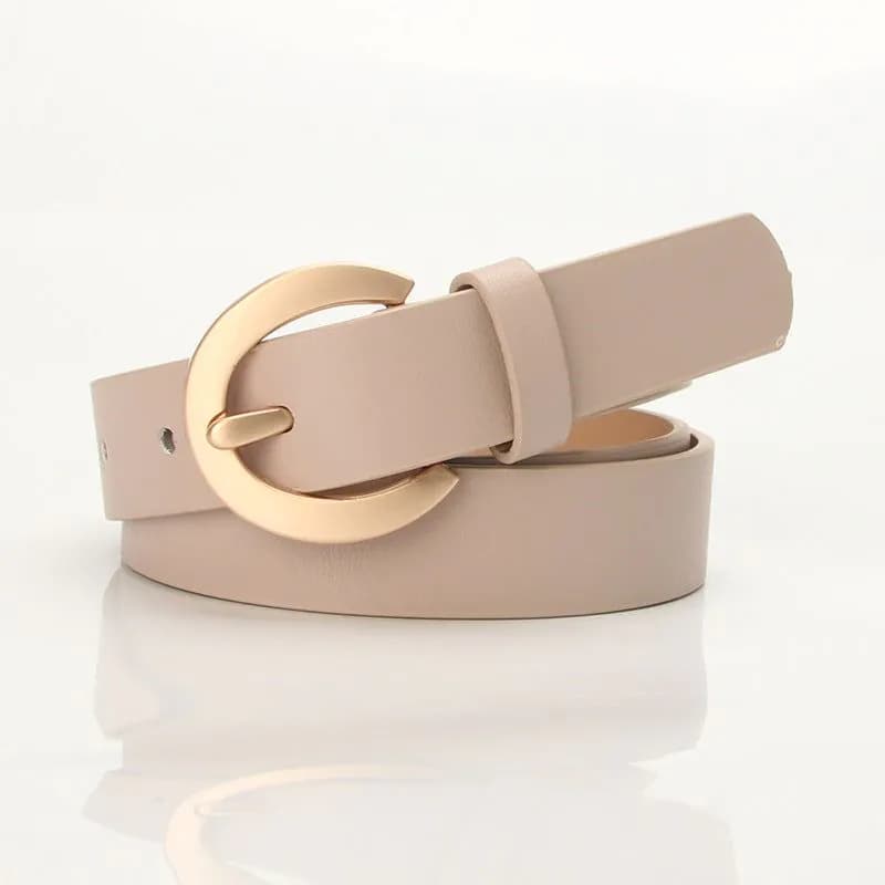 image-Apricot PU Belt Women 2-4cm Buckle