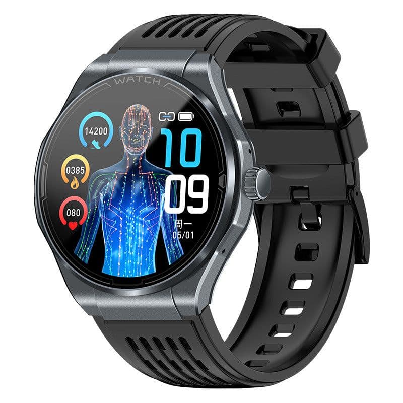image-OLED Smartwatch - Blood Sugar, Pressure Monitor, Health Bracelet, Bluetooth - Silver