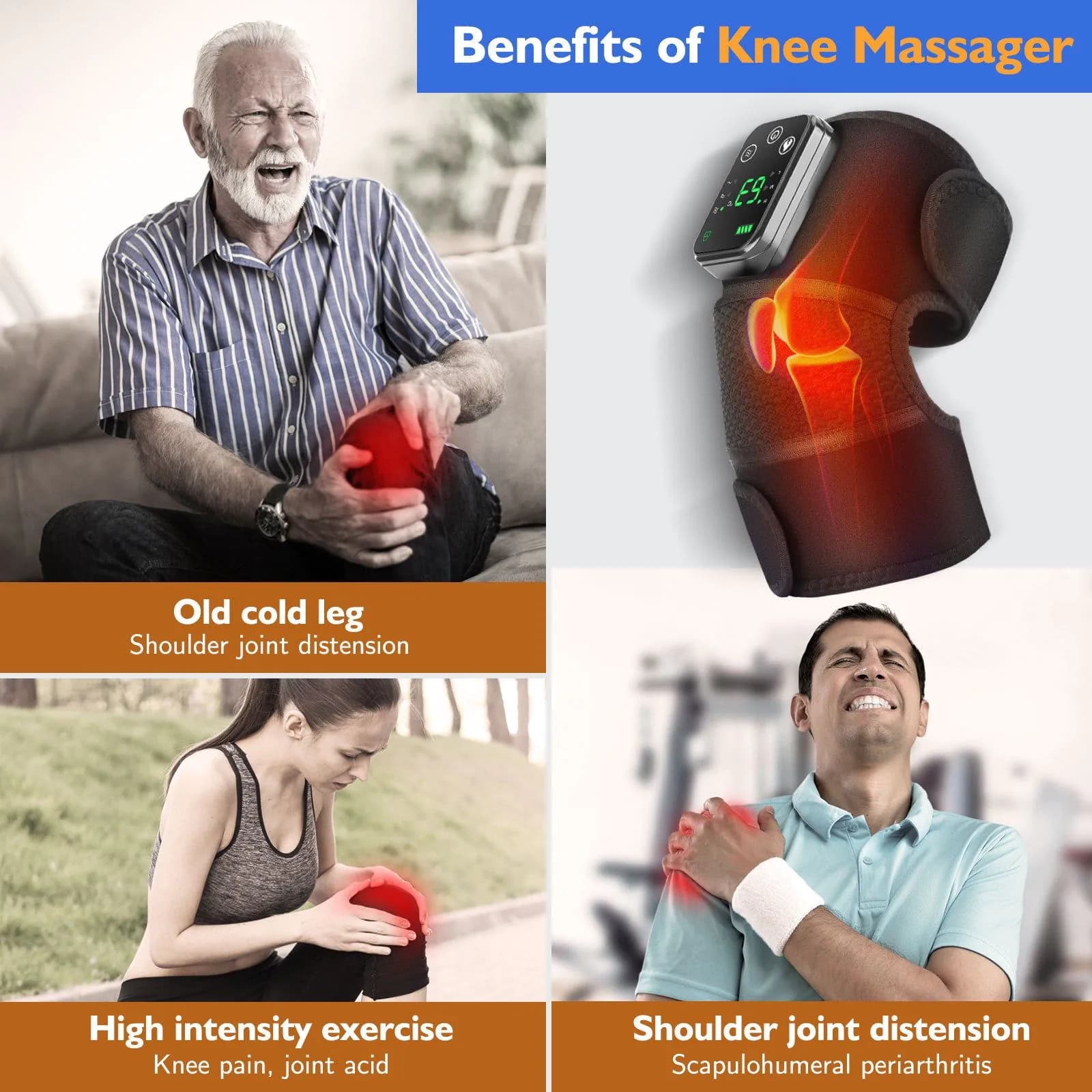 image-Factory new heating knee pad usb rechargeable electric heating heating vibration massage shoulder pad leg universal protective gear
