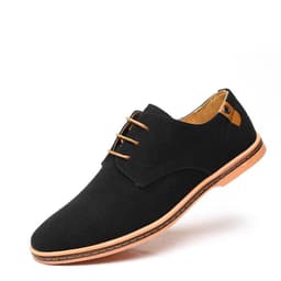 image-Men's Casual Shoes - Camel Suede Lace-Up Size 48