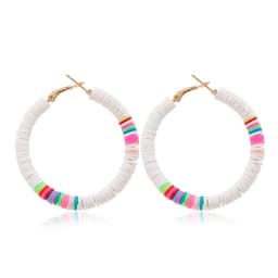 image-Cross-border European and American ins style simple bohemian C-shaped earrings female handmade colorful soft pottery personality earrings female