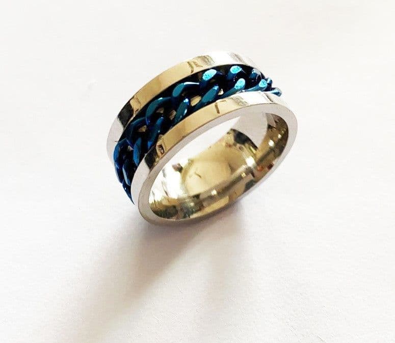 image-New simple transfer jewelry men's titanium steel rotatable beer bottle chain ring personality domineering ring