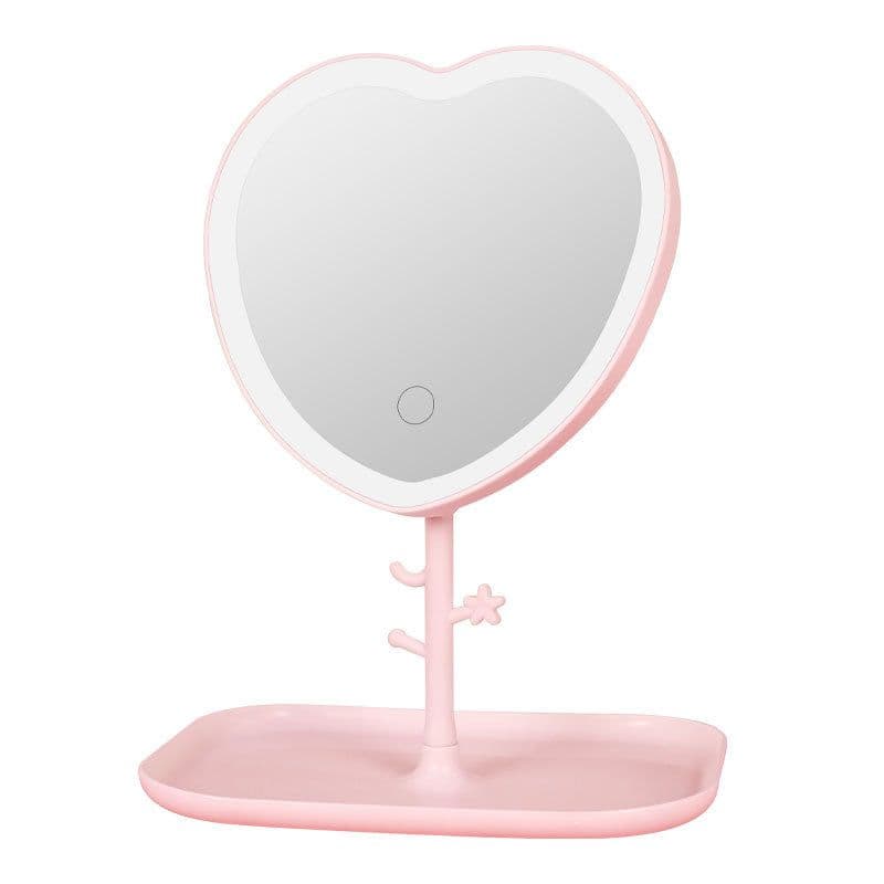 image-LED Folding Makeup Mirror - White Dimmable Portable Vanity Mirror for Home