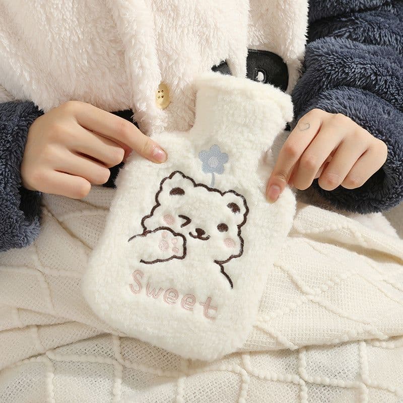 image-Purple Plush Hot Water Bottle 500ML - Removable Cover