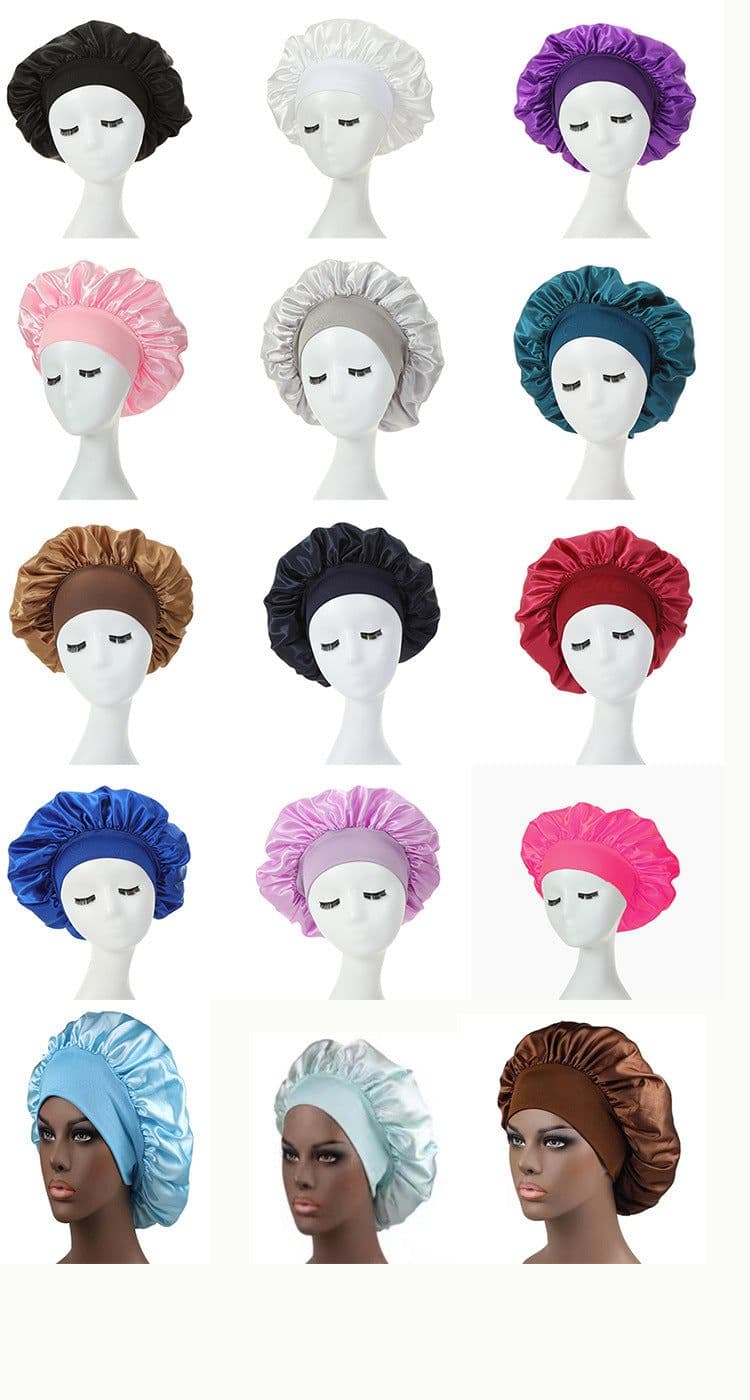 image-Amazon hot selling wide strip wide brim high elastic headband night cap ladies chemotherapy cap hair care cap