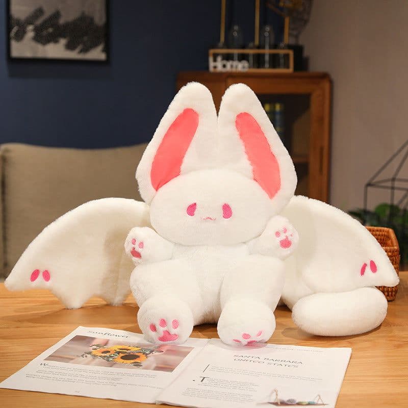 image-Bat Rabbit Plush Toy - White Angel Flying Rabbit Doll - PP Cotton